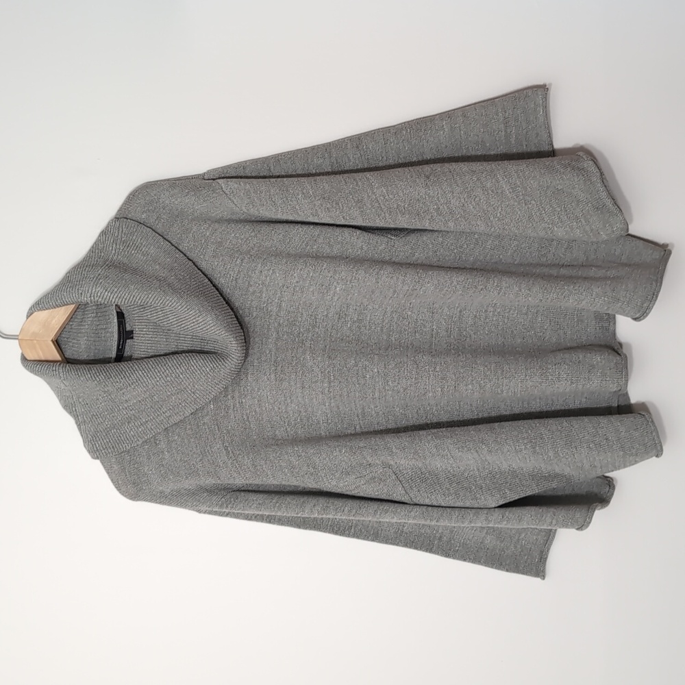BCBGMaxazria M/L Light Grey 8-Gauge Rib Knit Cowl Neck Sweater Cotton/Acrylic